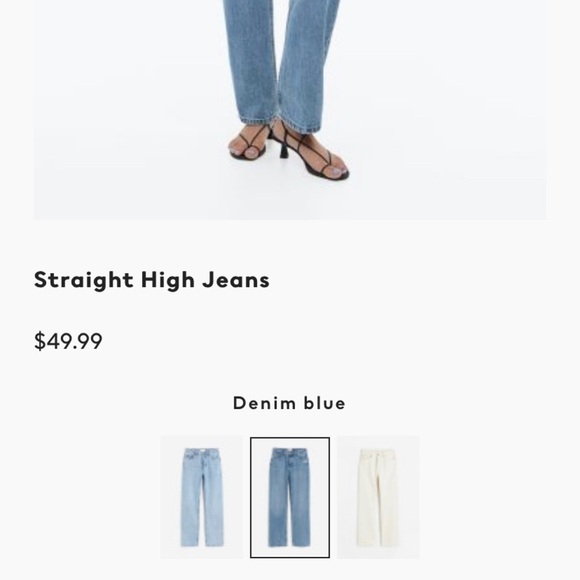 H&M Ladies Straight High waist Jeans Denim Blue Wash - Picture 8 of 10